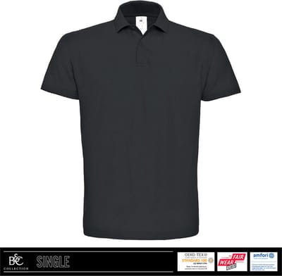 B&C Heren Polo - 100% biologisch katoen - ribkraag - Donker Grijs maat S