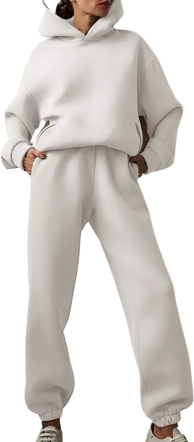 Livano Joggingpak Dames - Huispak - Trainingspak - Volwassenen - Capuchon - Jogging Pak - Joggingbroeken - Broek - Hoodie - Wit - Maat S