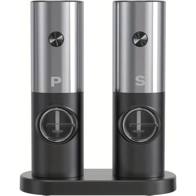 2 stuks Elektrische Zout- en Pepermolenset, Werkt op batterijen, Automatische start, LED-verlichting