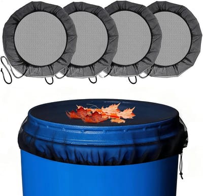 SnelShoppen - Pack van 4 regenwatertanknetten, hoogwaardige polyester netten met trekkoord, 80 cm, verstelbare regenwatertankdeksels ter bescherming t