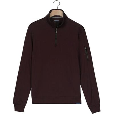 Baileys Trui Sweat Half Zip Yarn Dyed Pinstripe Interlock Sleeve Zip Pocket Mauve / male