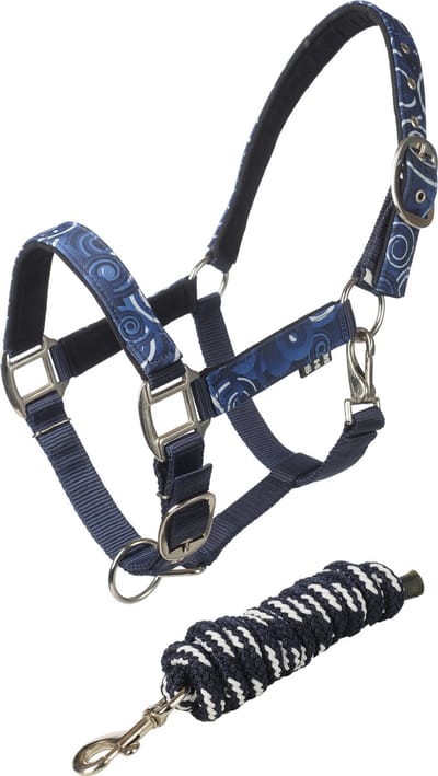 MHS Turnout halster set Shet Navy Curl