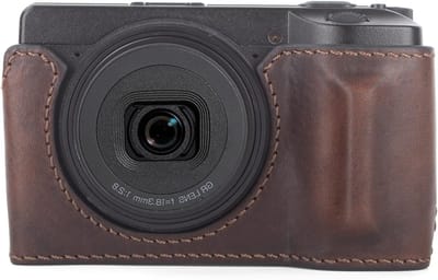 Half Case voor Ricoh GR IV en GR III - Echte Leren Beschermhoes met Handvat en Onderopening voor Digitale Camera - Bruin