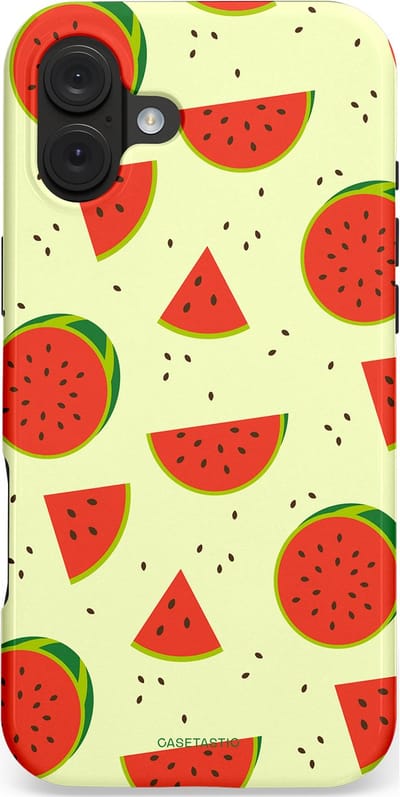 Casetastic hoesje geschikt voor Apple iPhone 16 Plus - MagSafe - Dubbellaagse bescherming - Meloen Moment - Fashion Case - Crème Rood Terracotta