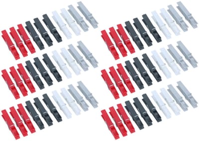 Dirt Devil Kunststof wasknijpers - 60x knijpers - Rood/zwart/wit/grijs - 7 cm - kunststof