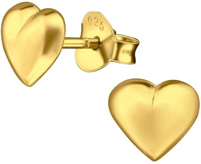Joy|S - Zilveren hartje oorbellen - 7 x 6 mm - bol hartje oorknoppen - gold plated
