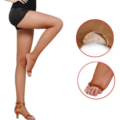 Collants de Danse Latine Sexy pour Femmes Mailles Élastiques Amincissants Ouverture aux Orteils Bas en Filet pour Danse Fitness One Size