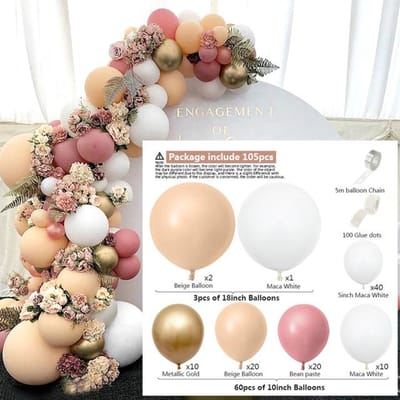 Kit Arche Guirlande Ballons Blancs Argentés 4D 125 pièces Décoration de Mariage Baby Shower Décoration de Fête d'Anniversaire Ballon Confettis