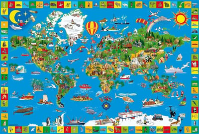 Wereldkaart Puzzel van 200 Stukken - Educatief Puzzelen voor Kinderen vanaf 8 Jaar