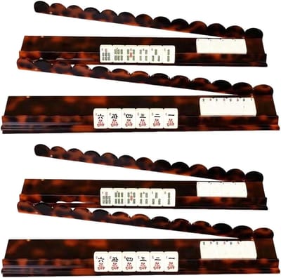 Mahjong Rekken - Met Pushers - Spel Organiseren - Magnetische Stenenhouders - 4 Stuks - Transparant