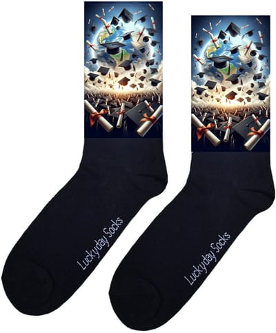LuckyDay Socks - Geslaagd sokken - Diploma sokken - Examens - Trend nu - Geslaagd cadeau - Diploma cadeau - Leuke sokken - Grappige sokken - Diploma behaald - Gala - Trots - Vlag - Socks maken Happy - Maat 37-44