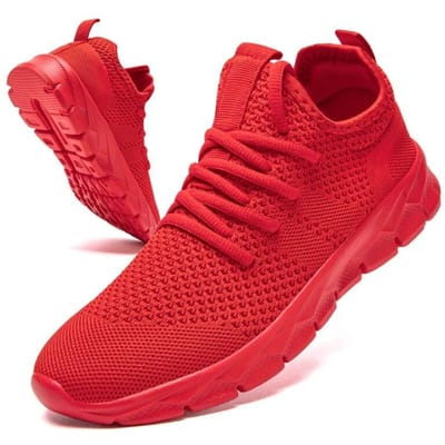 Lichtgewicht Casual Herenschoenen Antislip Comfort Ademende Sneakers Outdoor Hardloopschoenen voor Heren Push Maat Mesh Schoenen 44 red