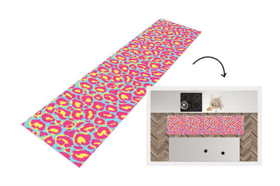 Keukenloper - Loper keuken - Panterprint - Roze - Geel - Patroon - 200x50 cm - Keukenloper vinyl