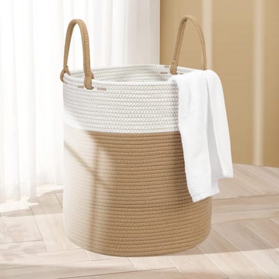 Unyqoos® Stijlvolle Katoenen Wasmand van 50 Liter met Handvatten voor Elke Kamer