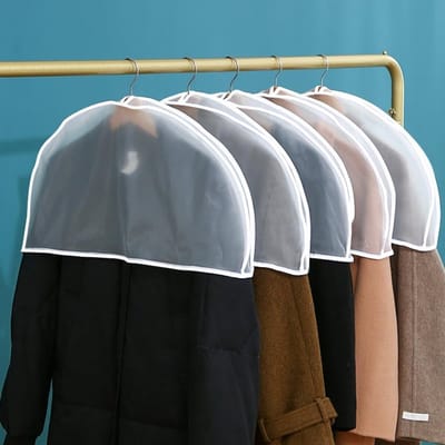 Daity Set van 15 transparante schouderhoezen - beschermhoezen voor kleding en pakken - ademende stofhoezen - plastic kledingzakken - opbergoplossingen voor de kledingkast - kledinghangers niet inbegrepen (wit)