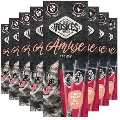 Voskes Kattensnack Liquid Treat Zalm - 8 x 20x15 gr - Voordeelverpakking