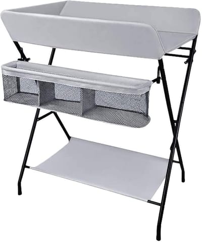 Verzorgingstafel - Babyluierstation Commode - Babyverzorging Thuis - Opvouwbaar Ruimtebesparend - Tot 25 kg - Lichtgrijs