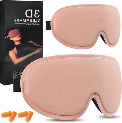 Comfortabel 3D Slaapmasker Set van 2 met Gratis Oordopjes, Ideaal voor Zijslapers, Verstelbare Band en Ademend Materiaal voor Reis en Ontspanning