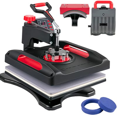 Transferpers Hittepers 5 in 1 Warmte Persmachine 15 x 15 Sublimatie T-shirt Cap Mok Plaat Rood