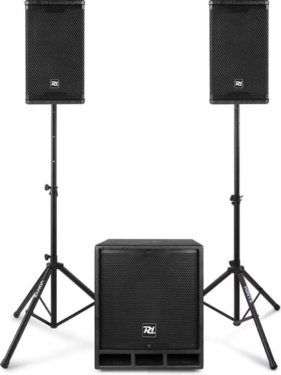 Power Dynamics Combo1200 set met statieven - 2.1 actieve speaker set met Bluetooth - 1200W