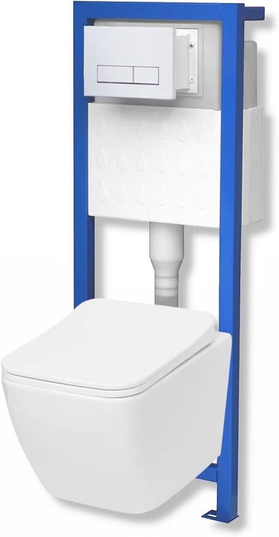 Wandtoilet Set - Voorwandelement Toilet - Badkamer Installatie - Spoelrandloos Ontwerp - Standaard Afmetingen - Wit