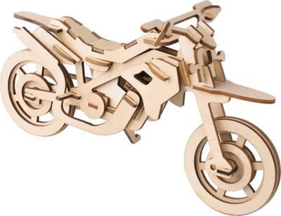 De Bouwplaats Crossmotor bouwpakket - Houten modelbouw - 60 onderdelen