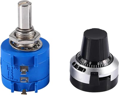 Roterende Potentiometer - Draadgewonden Weerstand - Apparatuur Instellen - Hoge Gevoeligheid - 10K Ohm - Zilver