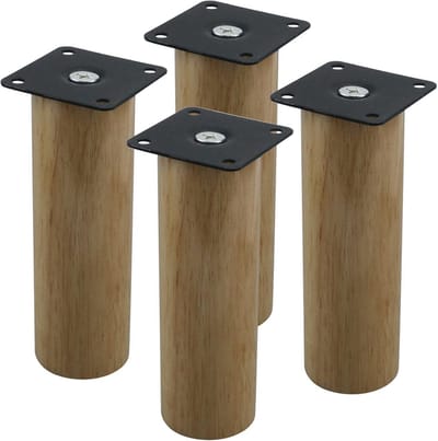 Meubelpoten Set - Kastpoten Tafelpoten - Meubels Verhogen - Massief Rubberwood - 4 Stuks 15cm - Houtkleur