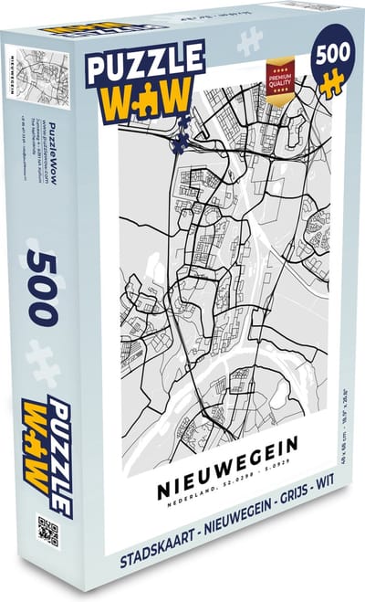 Puzzel Stadskaart - Nieuwegein - Grijs - Wit - Legpuzzel - Puzzel 500 stukjes - Plattegrond