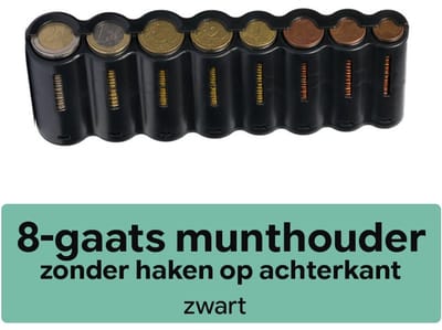 LeonDesign Munthouder 8-Gaats Zwart – Plastic Eurokit Muntenhouder zonder Haken – Kleingeldhouder Horeca, Markt & Taxi