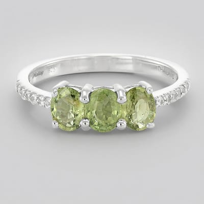 Cavill - Elegante 925 Sterling Zilveren ring - 3 Mozambikaanse Paraiba Toermalijnen 1,08 ct - 12 Witte Saffier briljanten 0,137 ct