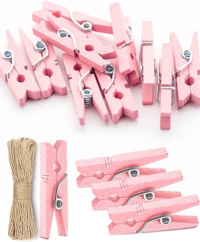 Mini Wasknijpers voor Foto's - 150 Stuks Houten Clips met Jute Touw - Perfect voor Decoratie en Ambachten