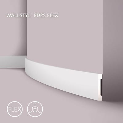 Plint NMC FD2S Flex WALLSTYL Noel Marquet Sierlijst flexibel Wandlijst Deuromlijsting modern design wit 2 m
