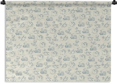 Wandkleed - Wanddoek - Dieren - Speelgoed - Patroon - 120x90 cm - Wandtapijt