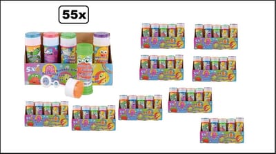 55x Flesje Bellenblaas sealife met geduldspelletje aan bovenkant - assortie geleverd - bellen blaas buiten spel sport feest thema party verjaardag