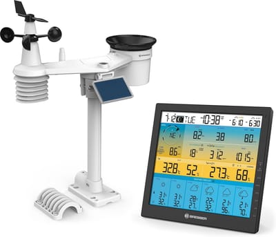 Draadloos weerstation - Weercomputer binnen buiten - Weersvoorspelling bijhouden - 7-in-1 multisensor - 10 inch kleurenscherm - Zwart