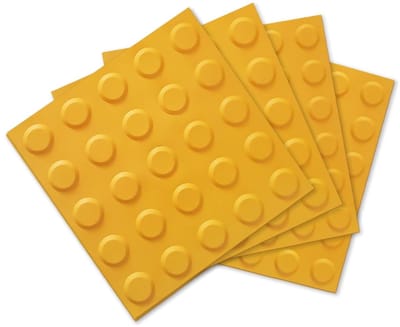 Set van 4 Blinde Tegels voor Blinde Vloeren, Tactiele Stoeptegels, PVC Planken voor Voetpaden en Blinde Deflectie Alarm (Geel)