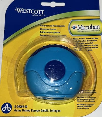 Dubbele Puntenslijper Met Gum - Puntenslijper - Gum - Microban - Blauw Blauw