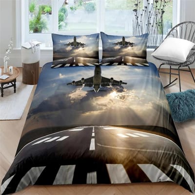 Dekbedovertrek Vliegtuig Jager King/Queen Size, vliegend Jachtvliegtuig Beddengoedset voor Kinderen Tieners Jongens, modern Cool Vliegtuig Dekbedovertrek 70x133cm