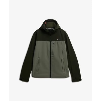 Superdry Softshell Colourblock Jas met Capuchon Green Grootte: XL