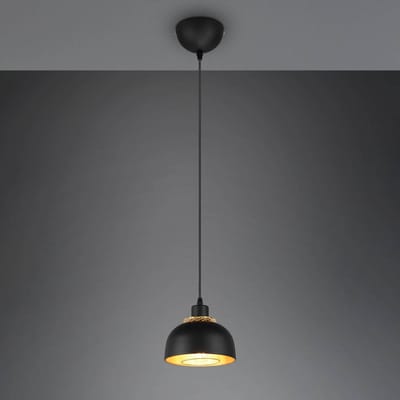 Reality Leuchten Punch hanglamp zwart/goud 1-lamp Ø 18 cm