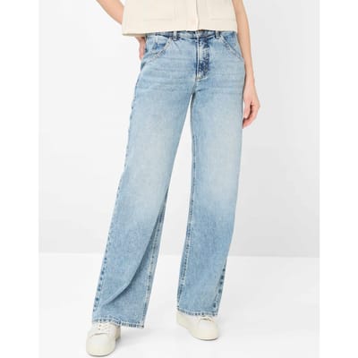 Brax Dames Palazzobroek  Style MAINE USED BLEACHED BLUE, denim lichtblauw, maat 36