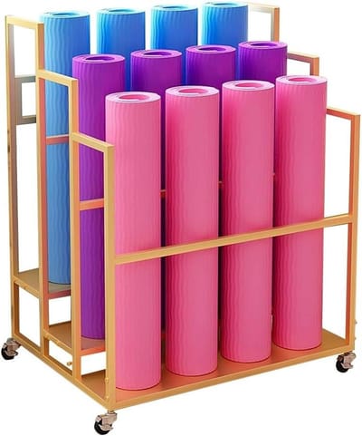 Opbergrek Fitnessapparatuur - Gym Organizer - Sportspullen Opbergen - Met Wielen - 3 Tier - Goud