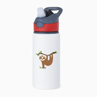 Hacebo® - Luiaarden waterfles met rietje rood - Luiaard - Dieren liefhebbers - Dierentuin - beer - zoogdieren - water fles - 650ML