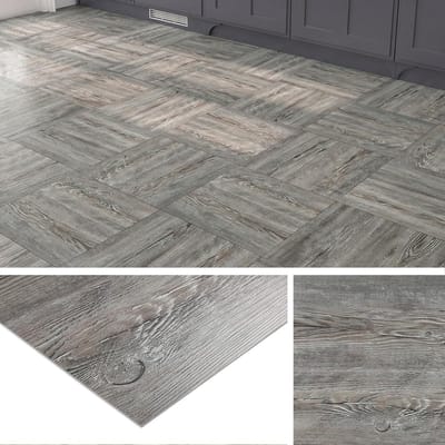 Zelfklevende Vinyl Vloertegels met Houtlook in Grijs voor Badkamer en Keuken - 30x30 cm PVC Tegels, Waterdicht en Duurzaam