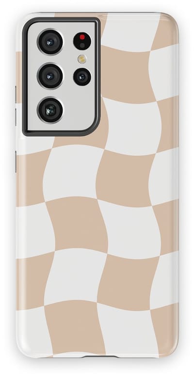 Checkered Warp Hoesje Samsung Galaxy S21 Ultra | Geschikt Voor Mag | Uniek Design Hoesje | Beschermhoes Samsung Galaxy S21 Ultra Linen Grid