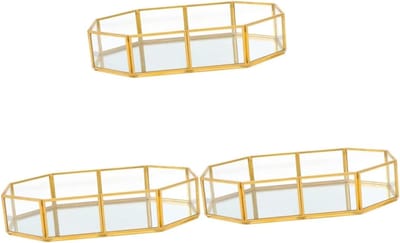 Glazen Sieradenlade - Decoratieve Schotel - Sieraden Opbergen - Vintage Design - 3 Stuks - Transparant