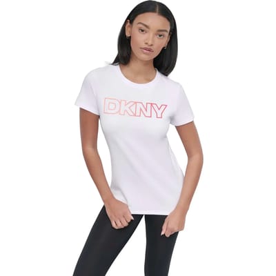 Dkny Ombre Outline Logo T-shirt Met Korte Mouwen Wit S Vrouw