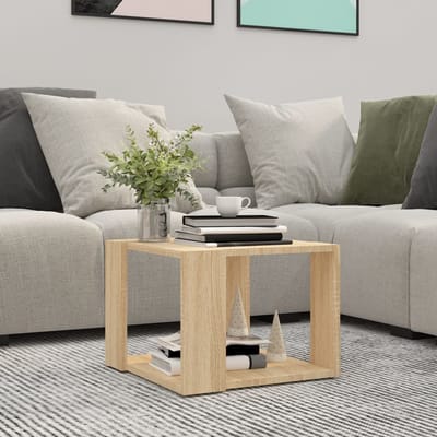 vidaXL - Salontafel - 40x40x30 - cm - bewerkt - hout - sonoma - eikenkleurig