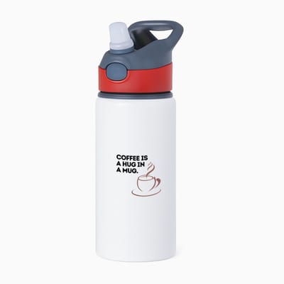 Hacebo® - coffee is a hug in a mug waterfles met rietje rood - Koffie - koffie drinkers/liefhebbers - verjaardagscadeau - cadeau - kado - geschenk - verjaardag - collega's - water fles - 650ML